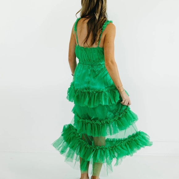 Green Tiered Ruffle Midi Dress - Picture 3 of 4